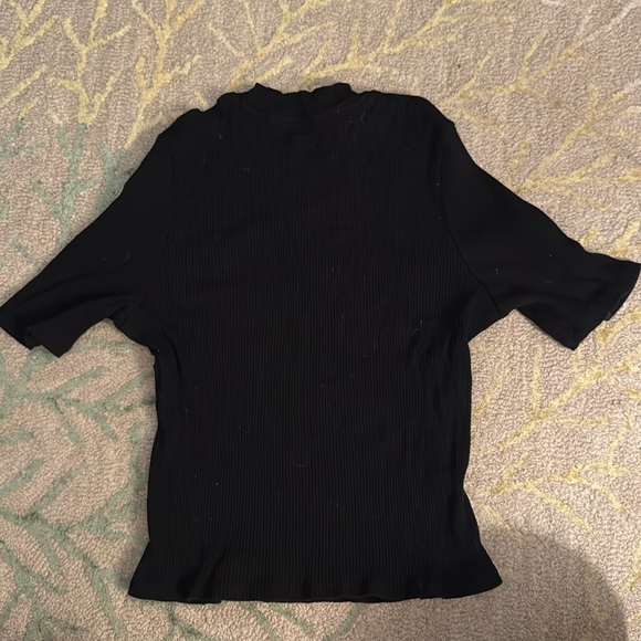 Boden short sleeve ribbed mock turtleneck black stretch top 14 - Picture 4 of 4
